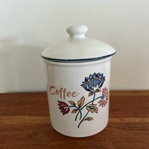 VNTG Ceramic Coffee Canister by The Boots Co. By Camargue in beige w/ Floral
